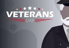 Veterans day banner with the wished military. Vector illustration.