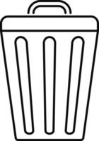 Line vector icon bin, trash, can. Outline vector icon on white background