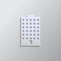 edificio papel estilo, icono. gris color vector fondo- papel estilo vector icono.