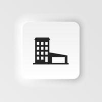 Building vector neumorphic style icon. Building illustration black an white vector neumorphic style icon isolated on white background - Vector. Building neumorphic style icon. .