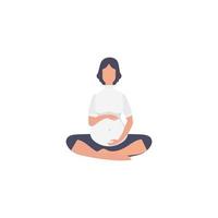 yoga para embarazada mujer. contento el embarazo. aislado en blanco antecedentes. vector ilustración en dibujos animados estilo.