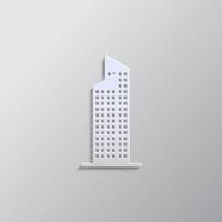 edificio papel estilo, icono. gris color vector fondo- papel estilo vector icono.