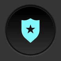 Round button icon, badge, insignia. Button banner round, badge interface for application illustration on dark background vector