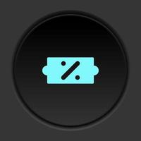 Round button icon, Certificate, guarantee, license. Button banner round, badge interface for application illustration on dark background vector