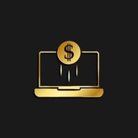 Business project, financial startup gold icon. Vector illustration of golden dark background. Gold vector icon