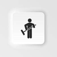 Sweeping person icon neumorphic style neumorphic style vector icon isolated on white background, Sweeping person transparent sign. Clean, cleaner, cleaning, sweeper, sweeping, sweeping person .