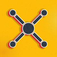 atom, atom bond pop art, retro icon. Vector illustration of pop art style on retro background