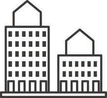 Building, outline, icon - Building vector icon on white background