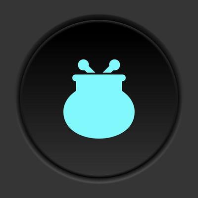 Round button icon, Bills, cash, money, dollar. Button banner round, badge interface for application illustration on dark background