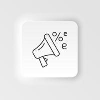 E-commerce neumorphic style vector icon megaphone, speaker, discount outline vector icon icon set