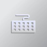 keyboard, computer paper style, iocn. Grey color vector background- Paper style vector icon.