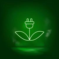 Charging, eco, plants neon vector icon. Save the world, green neon, Green background