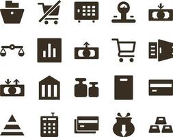 Money and finance icon set, bank, gold, money. Investment, banking, money and finance icons on white background vector