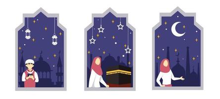 Ramadan Scene Bundle Flat Design vector