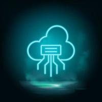 Cloud , download vector blue neon icon. Illustration isolated vector sign symbol - computer technologies icon vector neon - Vector