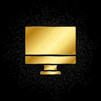 monitor, computer gold icon. Vector illustration of golden particle background. isolated vector sign symbol - Education icon black background .