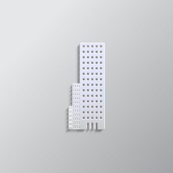 building paper style, icon. Grey color vector background- Paper style vector icon.