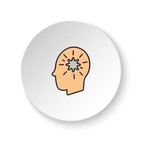 Round button for web icon, Diseases, patient, brain, thoughts. Button banner round, badge interface for application illustration on white background vector