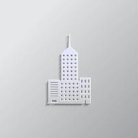 edificio papel estilo, icono. gris color vector fondo- papel estilo vector icono.