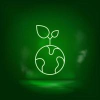 Eco energy, neon vector icon. Save the world, green neon, Green background