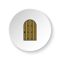 Round button for web icon, Castle, door, icon. Button banner round, badge interface for application illustration on white background vector