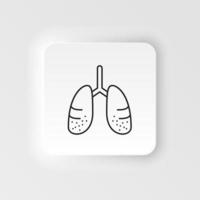 Diseases, lungs vector. Muscle aches, cold and bronchitis, pneumonia and fever, health medical illustration - neumorphic style vector icon .
