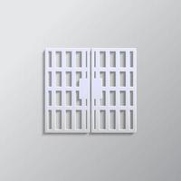 Jail, door, icon paper style. Grey color vector background- Paper style vector icon