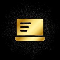 computer, notebook gold icon. Vector illustration of golden particle background. isolated vector sign symbol - Education icon black background .