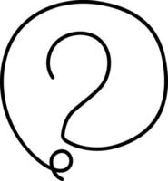 A question mark is drawn on a single black line on a white background. One-line drawing. Continuous line. Pets. Vector Eps10.