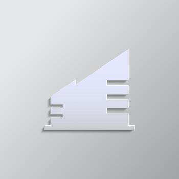 edificio, hogar papel estilo, icono. gris color vector fondo- papel estilo vector icono.