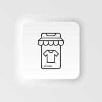 E-commerce neumorphic style vector icon smartphone, store, t shit outline vector icon icon set