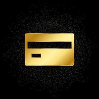 tarjeta, crédito, dinero oro icono. vector ilustración de dorado partícula antecedentes. oro icono