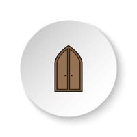 Round button for web icon, Church, door, icon. Button banner round, badge interface for application illustration on white background vector