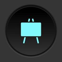 Round button icon, blackboard. Button banner round, badge interface for application illustration on dark background vector