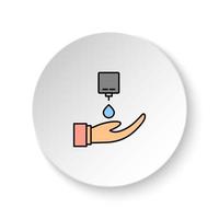 Round button for web icon, Diseases, arm, disinfection. Button banner round, badge interface for application illustration on white background vector