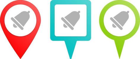 bell. Multicolor pin vector icon, diferent type map and navigation point. on white background