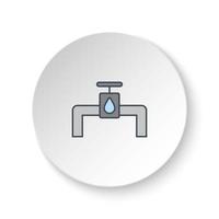redondo botón para web icono, tubería, energía, agua. botón bandera redondo, Insignia interfaz para solicitud ilustración en blanco antecedentes vector