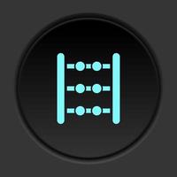 Round button icon, abacus, counting. Button banner round, badge interface for application illustration on dark background vector