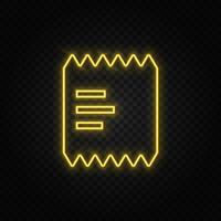 Yellow neon icon atm, cashbox.Transparent background. Yellow neon vector icon on dark background