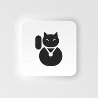 Cat, lucky neumorphic style vector icon. Simple element illustration from UI concept. Cat, lucky neumorphic style vector icon. Finance concept vector illustration. .