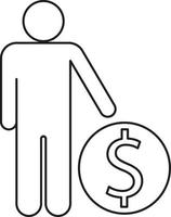 Line vector icon business man, finance. Outline vector icon on white background