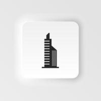 Building vector neumorphic style icon. Building illustration black an white vector neumorphic style icon isolated on white background - Vector. Building neumorphic style icon. .