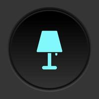 Round button icon, lamp. Button banner round, badge interface for application illustration on dark background vector