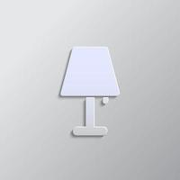 lamp paper style, iocn. Grey color vector background- Paper style vector icon.