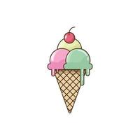 Ice cream pastel cartoon color style for summer isolated on white background. Vector illustration