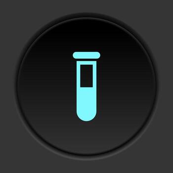 Round button icon, lab glassware. Button banner round, badge interface for application illustration on dark background vector