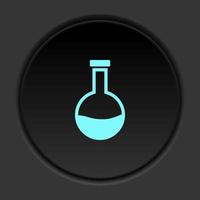 Round button icon, lab glassware. Button banner round, badge interface for application illustration on dark background vector