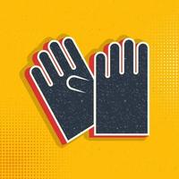 gloves pop art, retro icon. Vector illustration of pop art style on retro background