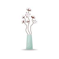 ramo de flores de algodón flores para habitación decoración. vector ilustración en departamento, boho estilo. decorativo ramo de flores