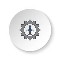 Round button for web icon, setting, wind energy, battery. Button banner round, badge interface for application illustration on white background vector